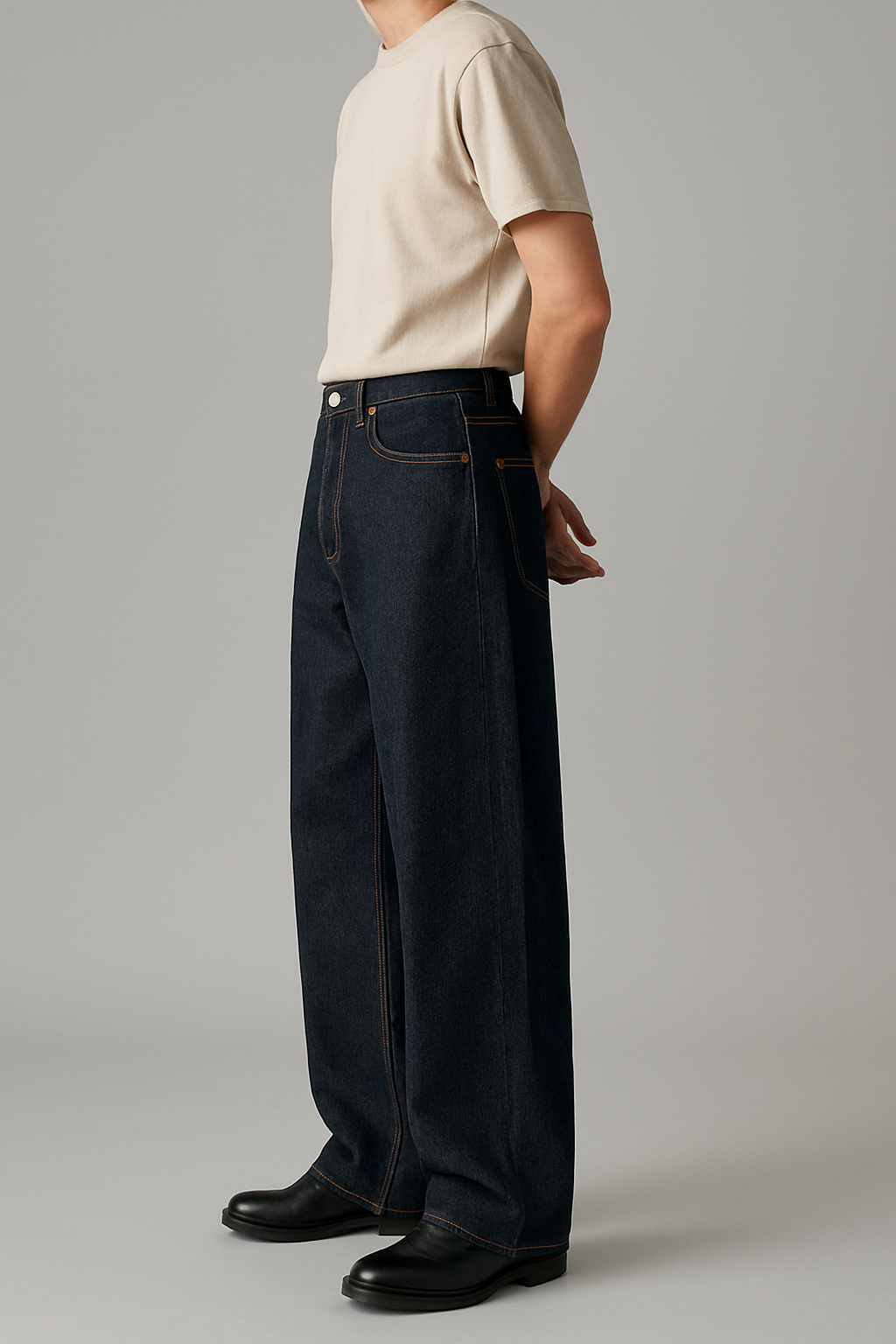 RAW INDIGO DENIM BAGGY JEAN